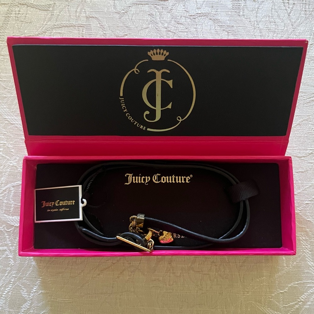 New! Juicy Couture Triple Leather Wrap Bracelet  - Black